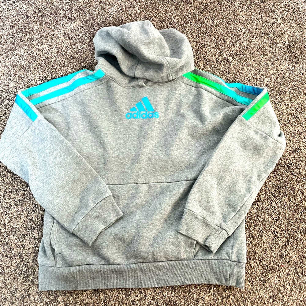 Adidas youth size large (14/16) gray hooded sweatshirt